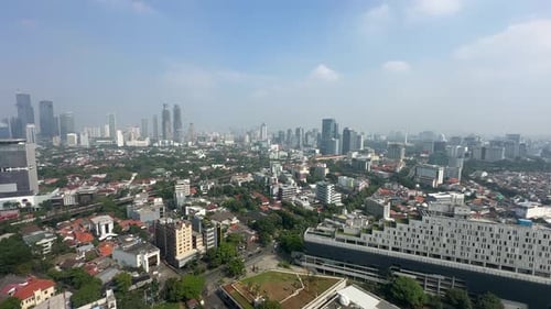 View of Central Jakarta capital city Indonesia skyline buildings skyscrapers Monas
