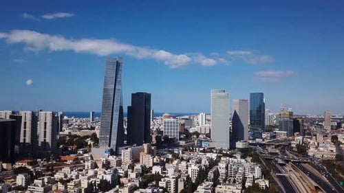 Horizonte de Tel Aviv, imágenes aéreas de Tel Aviv sobre la autopista Ayalon