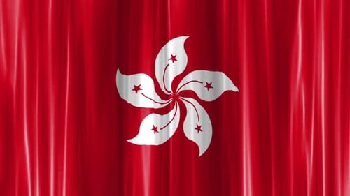 Animated Hong Kong Flag Waving with Fluid Curtain Effect