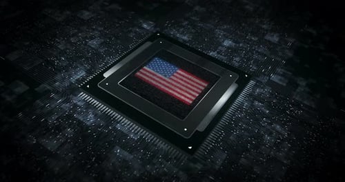 Futuristic Digital Processor Chip with Integrated Display