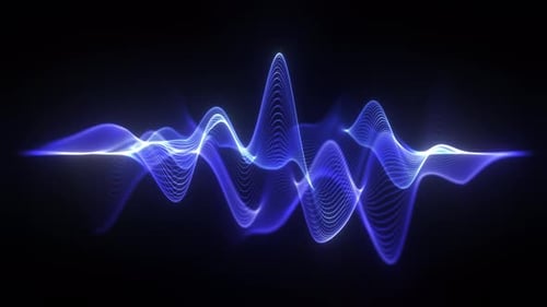 Blue sound Waves Frequency. Purple neon Futuristic Audio Waveform Graph In Seamless Loop. Audio Visu