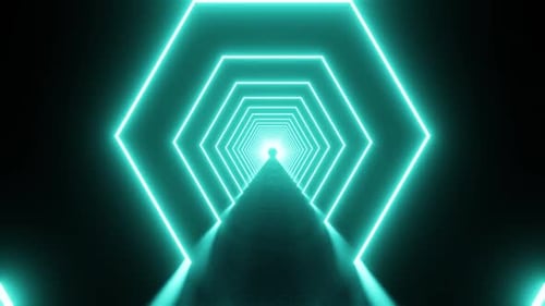 Fondo Vj Loop de color azul aguamarina con túnel hexagonal HD