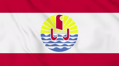 French Polynesia Flag Waving Animation Loop