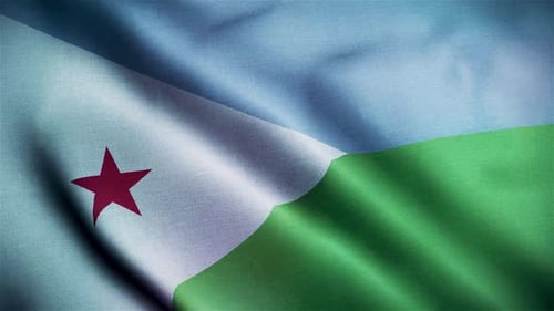 Realistic Waving Flag of Djibouti Seamless Loop