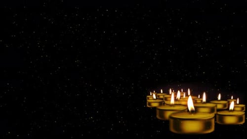 Elegant Golden Flickering Candles with Particles Background