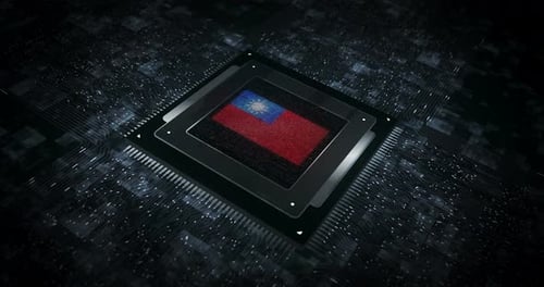 Drapeau de Taiwan sur le processeur de l'ordinateur