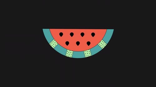 Flat Design Watermelon Slice Simple Animation