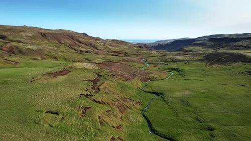 Iceland Volcanic Mountain Valley Northern Landscape From Height Beautiful Serenity View of the