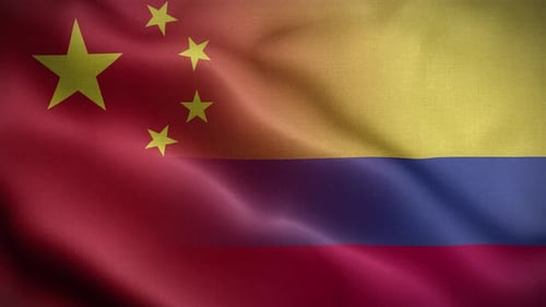 China Colombia Flags Dynamic Waving Seamless Transition