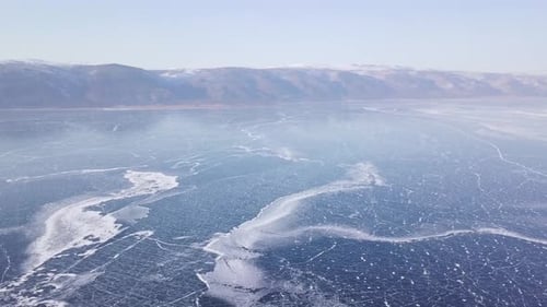 amazing nature frosty lake baikal in siberia tourism concept