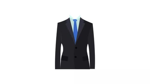Animated Business Suit with Tie Flat Design