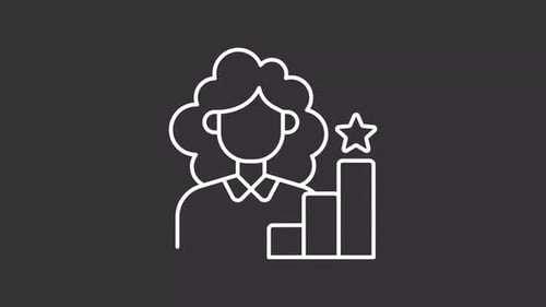 Woman in management white line animation