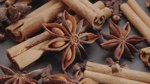 Cinnamon, Star Anise, and Cloves Close Up