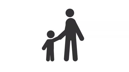 Minimalist Icon Animation of Adult and Child Holding Hands