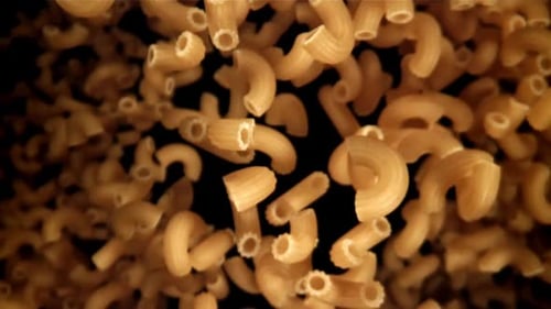 The Dry Pasta Flies Up and Falls Down Filmed on a Highspeed Camera at 1000 Fps