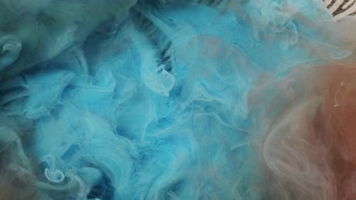 Mixed Mist Ink Water Blue Colored Swirl Steam