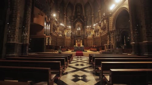 Catalonia Interior of the Church of Montserrat Abbey is Located on the Mountain of Montserrat