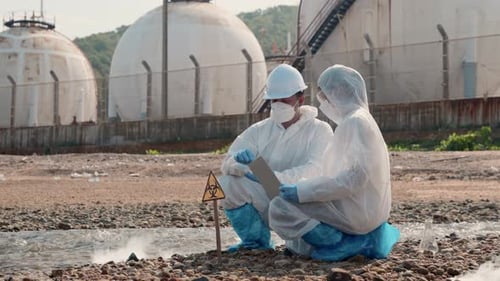 Scientists Monitor Stream with Biohazard Warning Sign