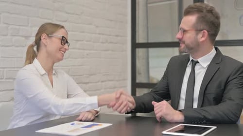 Young Business People Shaking Hand in Office