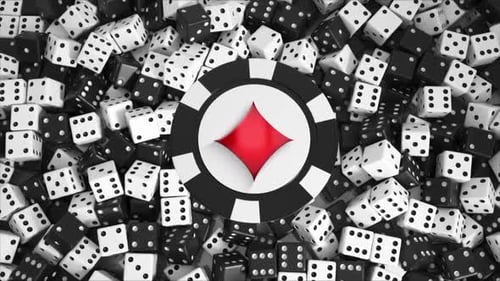 Black Dices with Diamond sign on casino chip