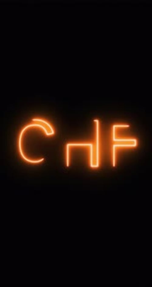 Swiss Franc Symbol in a neon light. Loop. 4K Vertical