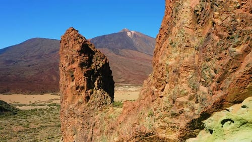 Volcanic Rock in Vast World Heritage Park with Volcano Teide on Tenerife Canary Islands Spain