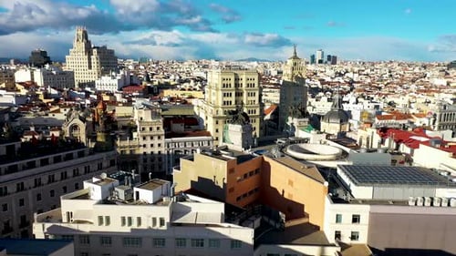 Aerial view of Madrid downtown in Spain.