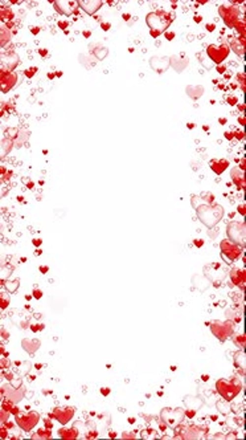 Animated Falling Red Hearts Frame for Vertical Video
