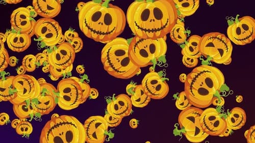 4K Halloween Background Loop Cartoon Pumpkins