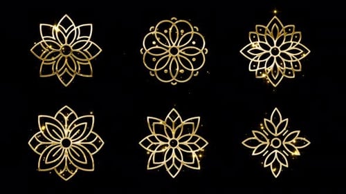Ornements floraux dorés en forme de mandala