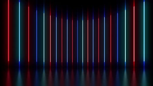 Dynamic Red Blue Neon Light Columns Loop Background
