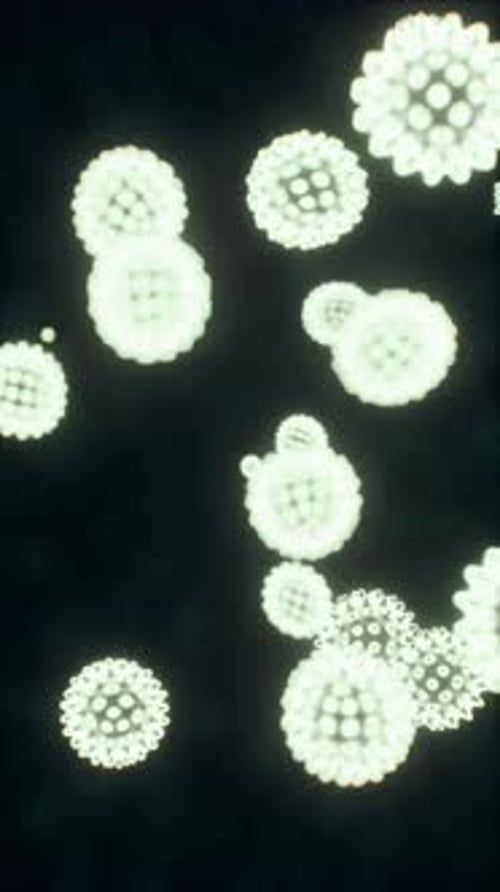 Futuristic Microscopic Particles Glowing Scientific Visualization
