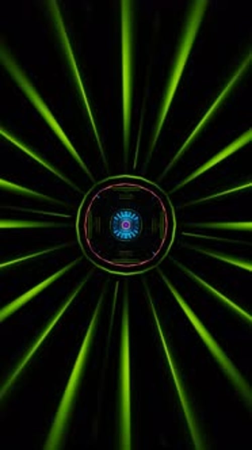 Vertical Video of Vibrant Neon Visuals with Spinning Geometric Forms