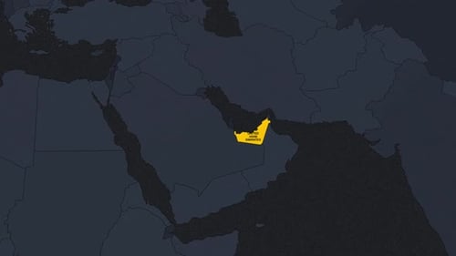 Animated World Map Zooms to Highlight United Arab Emirates