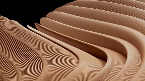 Animation 3D de lignes lisses formant un motif complexe qui remplit le cadre.