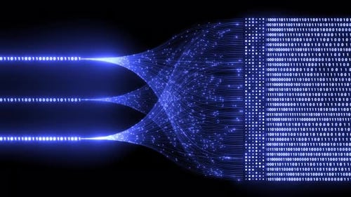 Conceito de rede de comunicação. Transformação digital. Onda futurista de pontos e linhas de trama