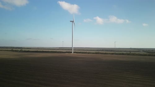 Wind Turbines. Wind Power Electric Plant. Renewable Energy