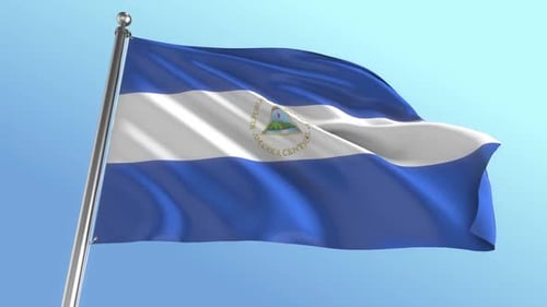 Nicaragua National Flag Waving in Realistic Fabric Motion