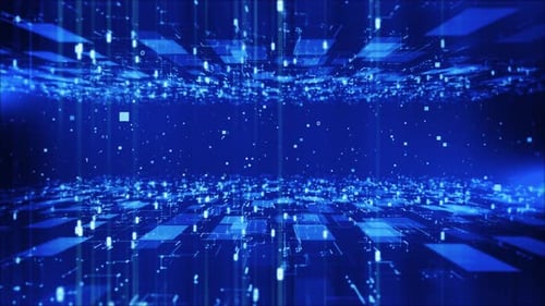 Futuristic Blue Digital Data Stream Technology Background