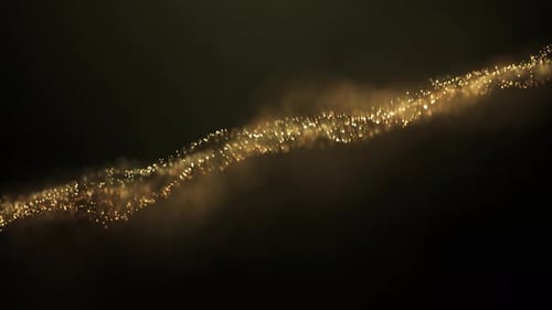Abstract Golden Shimmering Particles Fluid Flow Background
