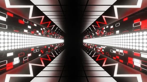 Red And White Neon Light Corridor Background Vj Loop In HD