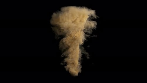 3D-Animation einer wirbelnden Rauchspur auf schwarzem Hintergrund Realistische Tornado-Animation Eine natürliche