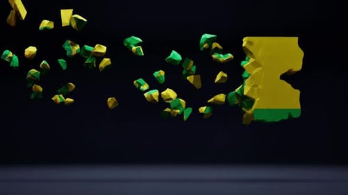 Guinea-Bissau Flag Map Shatter Reveal Animation