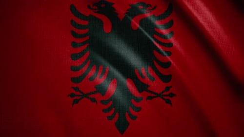 Albania National Flag Waving Loop Animation