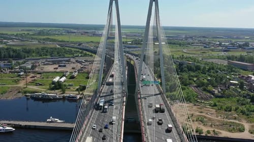 Cablestayed Bridge with Cars