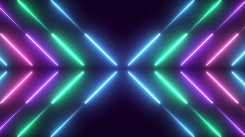 Abstract Neon Glowing Lines Moving Loop Background