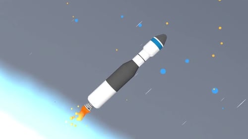 Animated Space Rocket Launch and Satellite Deployment