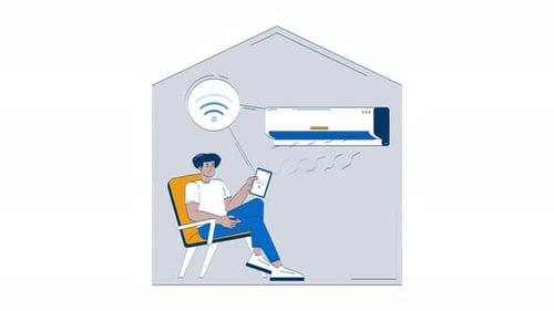 Smart home Wi-Fi air conditioner doodle animation