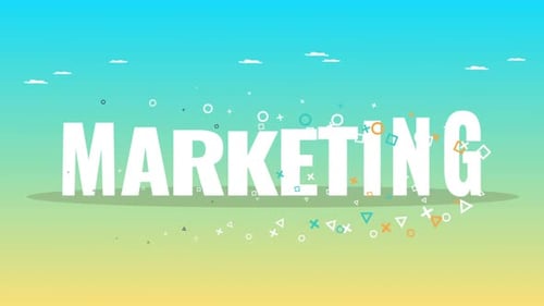 Flat Design Marketing Text Reveal with Falling Icons