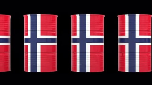 Norway Flag Oil Barrels Rotating Seamless Loop